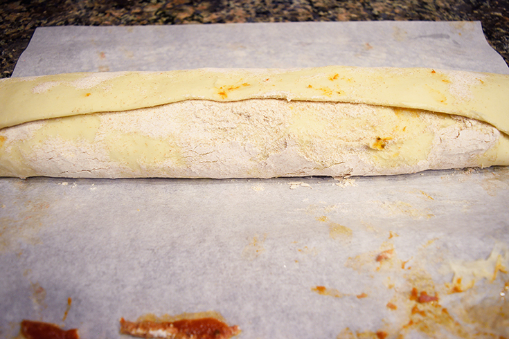 The rolled up pizza roll.